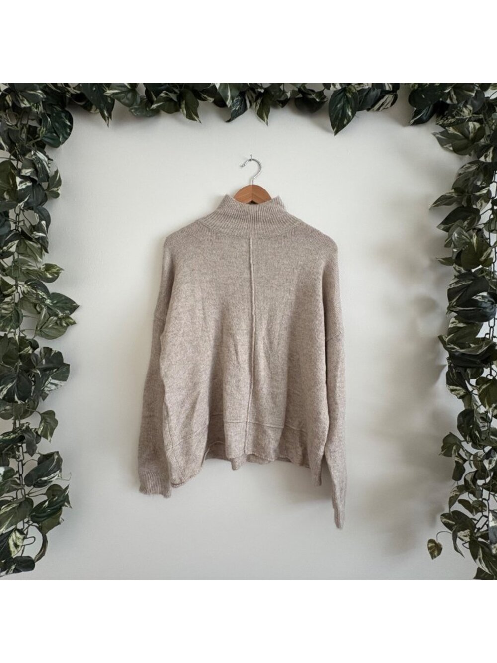 Max Studio Long Sleeve Knit Turtleneck Sweater Tan Brown Women’s Size S